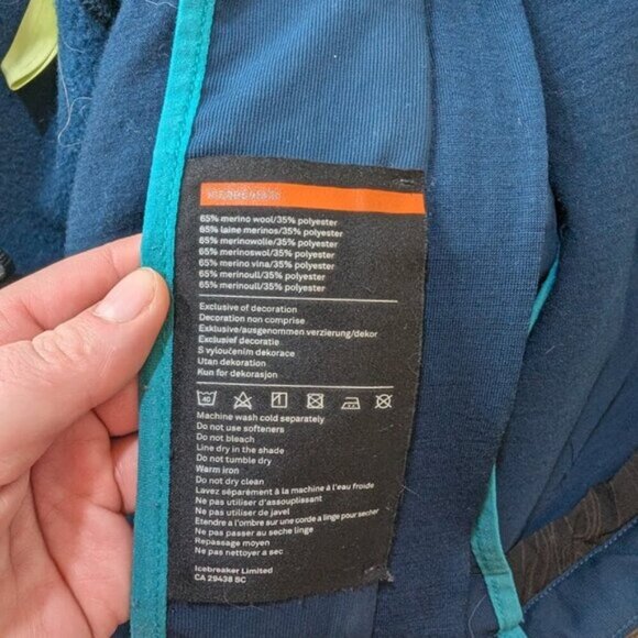 Icebreaker Merino Wool Lined Windbreaker Jacket Blue Women Size XL - Picture 8 of 10